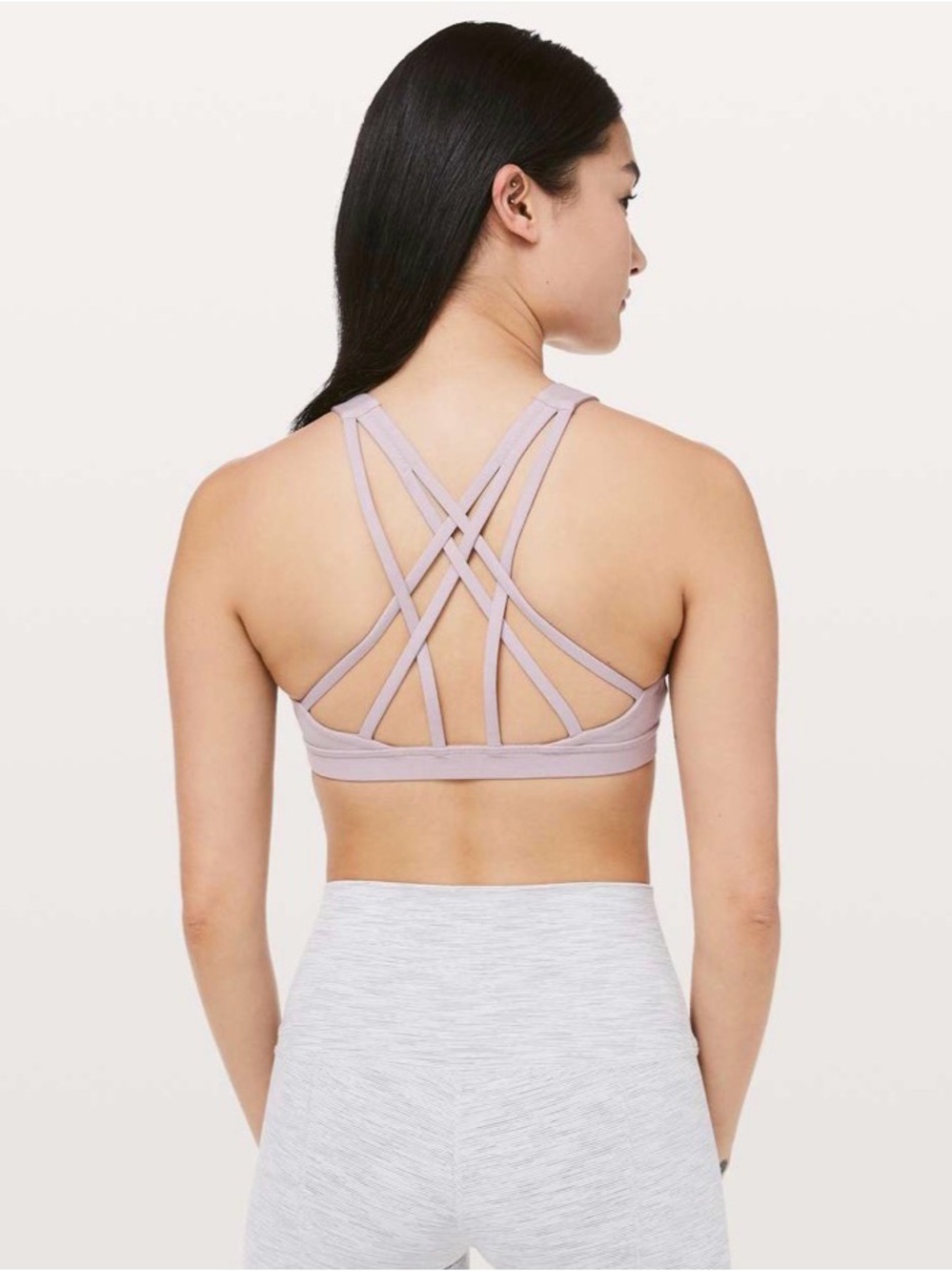 Lululemon Free To Be Serene High Neck Bra Heathered Powdered Mauve Size 12 C/D‎